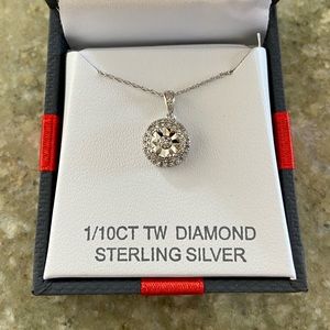 1/10 ct tw diamond sterling silver round necklace